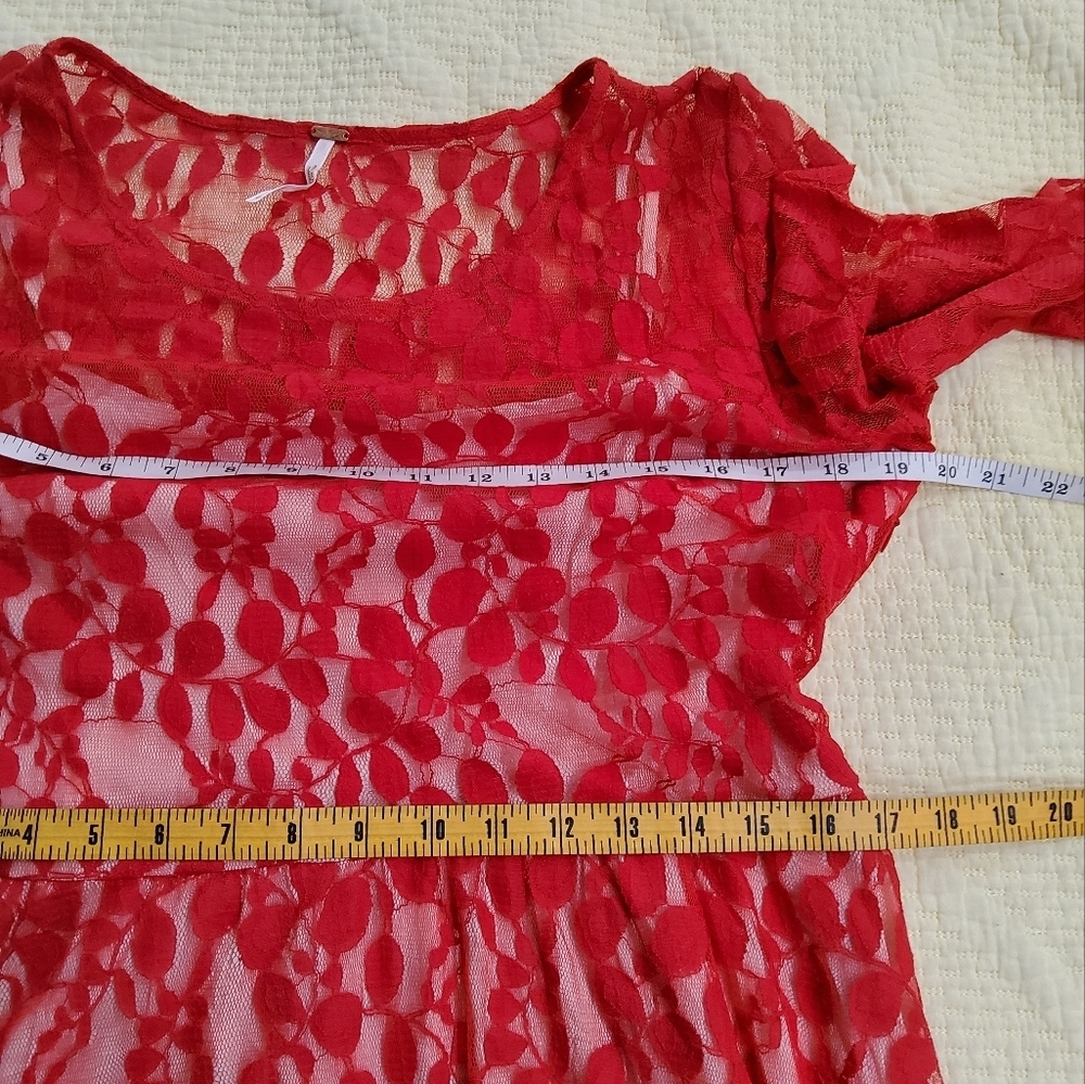 Free People Mesh Lace Fit and Flare Dress Size 12 - Picture 7 of 11